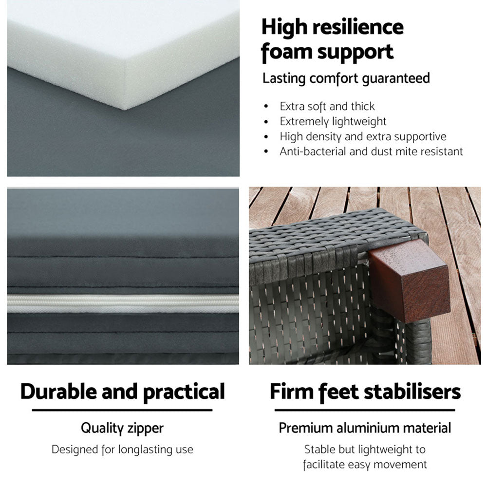 Toorak Deluxe Sun Lounge with Wheel - Grey